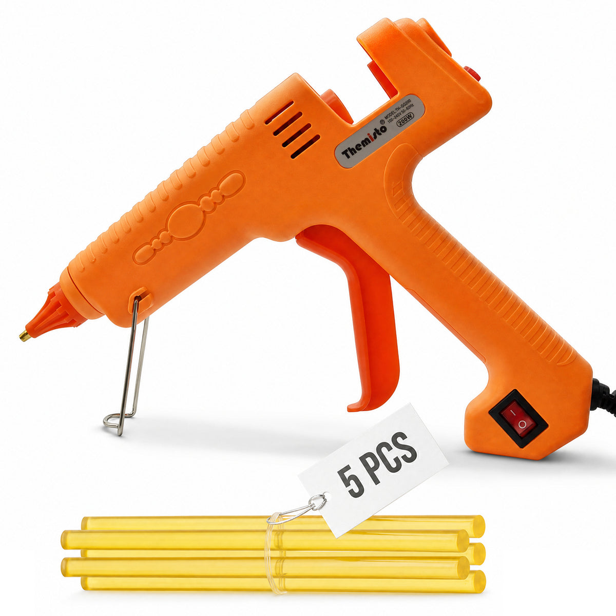 Themisto (TH-GG200) 200 Watt Hot Melt Glue Gun With 5 Yellow Glue Sticks