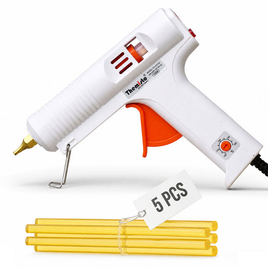 Themisto (TH-GG150) 150 Watt Hot Melt Glue Gun With 5 Yellow Glue Sticks | White