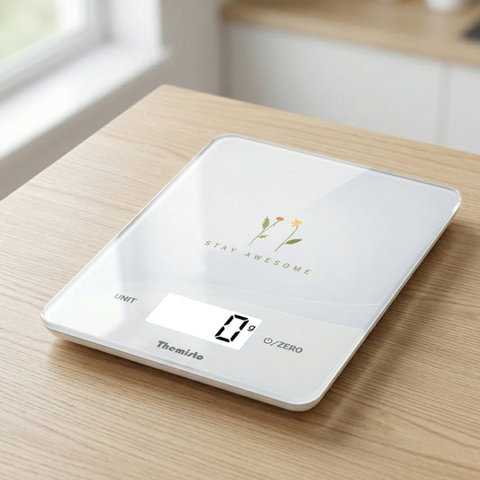 Themisto TH-WS19  Digital Kitchen Weighing Scale With Touch Screen Controls | Max Capacity 5kg | Tempered Glass | Tare Function