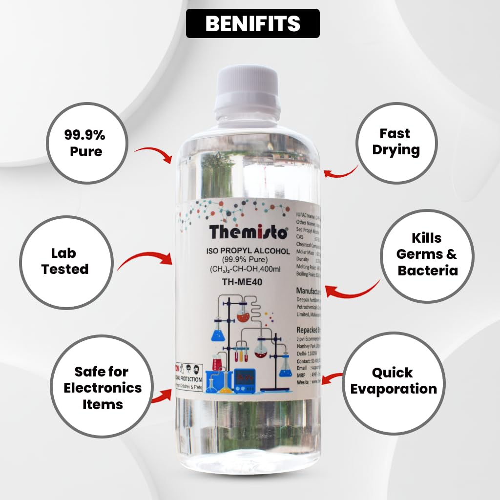 Themisto IPA ISO PROPYL ALCOHOL (99.9% Pure) (CH3)2-CH-OH (400ml)
