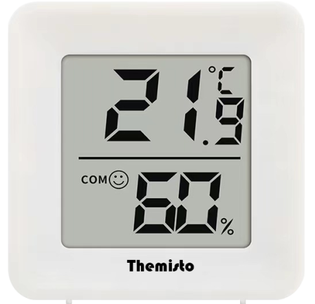 Themisto TH-HT1 Digital Hygrometer Thermometer Humidity Meter With Clock LCD Display