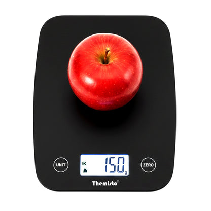 Themisto TH-WS18  Digital Kitchen Weighing Scale With Touch Screen Controls | Max Capacity 5kg |Black Matte Finish | Tare Function