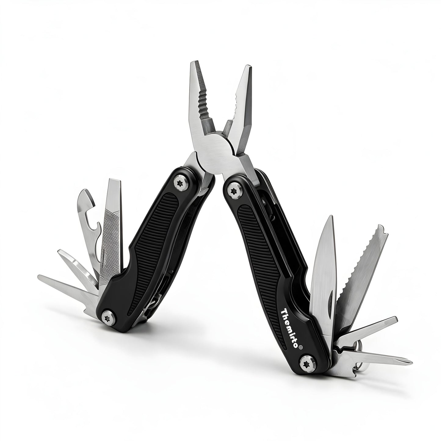THEMISTO TH-T45 9-in-1 Multi Tool Pliers, Folding Multi Functional Hand Tool with Pliers, Knife, Saw, File, Screwdrivers & Bottle Opener, Portable Tool for DIY, Camping, Outdoor & Home Repairs