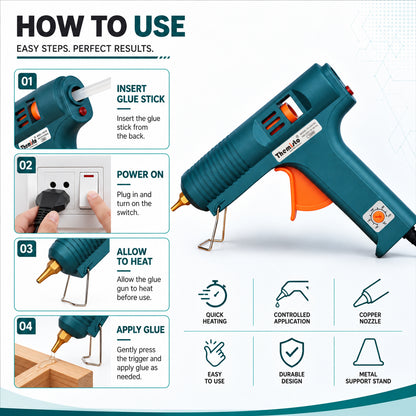 Themisto (TH-GG150) 150 Watt Hot Melt Glue Gun With 5 Yellow Glue Sticks | Military Green