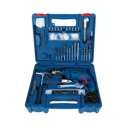 BOSCH Professional GSB 500 RE Corded-Electric Drill Tool Set | 500 W Motor | 100-piece Tools Box Kit | Speed Range upto 2600 RPM | Impact Rate upto 41600 BPM | Chuck Capacity of 10 mm | 1 Yr Warranty