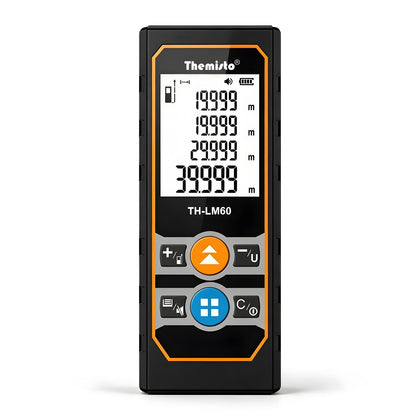 Themisto TH-LM60 Laser Distance Meter | 60M Range | Area, Volume & Pythagorean Measurement | Backlit LCD | Unit Conversion | Memory Function