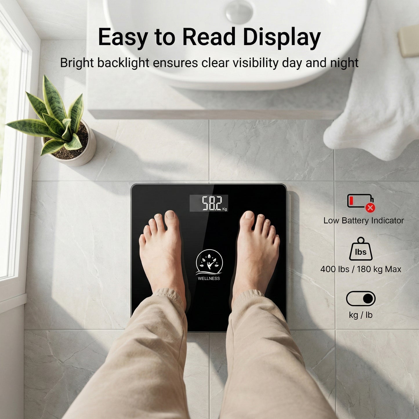 Themisto TH-WS40 Body weight Scale,With High Precision Sensors | Backlit Display