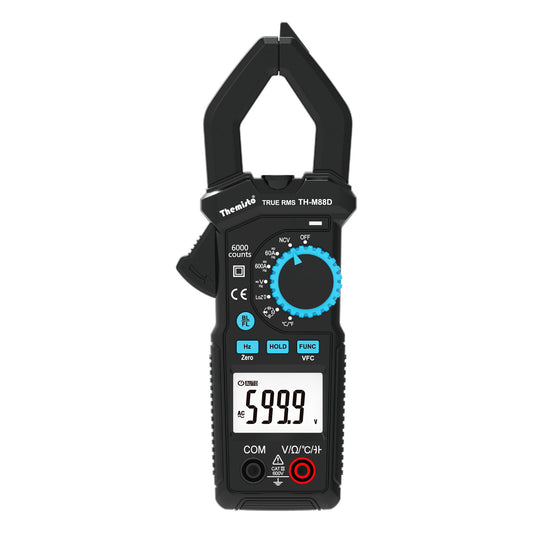 THEMISTO TH-M88D Auto Range, AC/DC Current, True Rms Digital Clamp Meter (600A,6000 Counts), Black