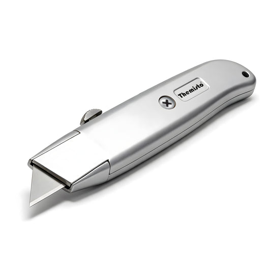 THEMISTO TH-T35 Heavy Duty Utility Knife Cutter, Retractable Box Cutter with Sharp Blade, Aluminium Body, Sliding Blade Lock, for Packaging, Carton, Plastic, DIY & General Cutting