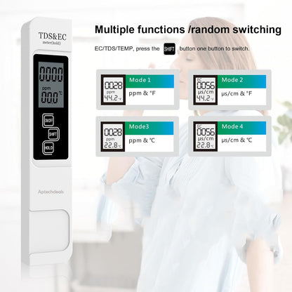 Aptechdeals TDS EC Meter/Digital TDS Meter with Temperature And Water Quality Measurement For Ro Purifier (TDS EC)