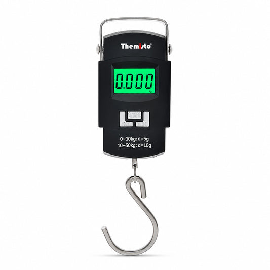 Themisto TH-WS01 Digital Hanging Luggage Scale | 50kg Portable Travel Weighing Scale with LCD Display (Black)