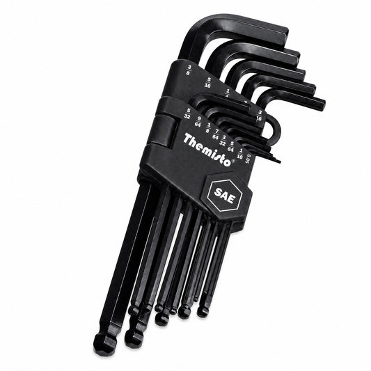 THEMISTO TH-T113S 13 Pcs SAE Hex Key Set | Inch Allen Key Set | L-Shaped Hex Wrenches | SAE Size Set with Storage Holder