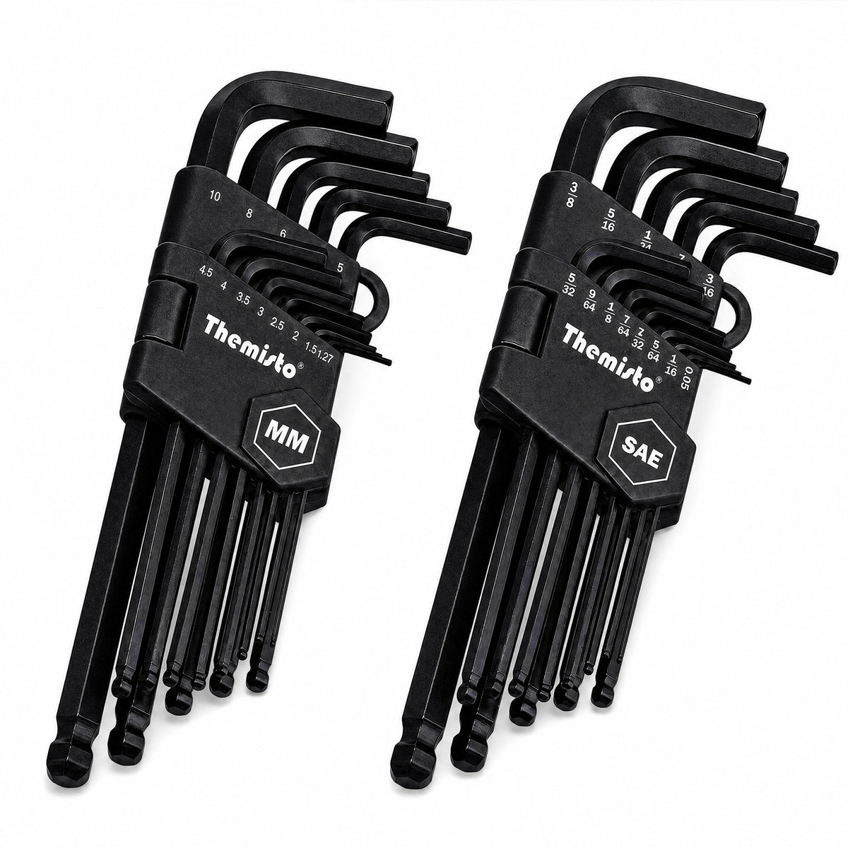 THEMISTO TH-T126 26 Pcs Allen Key Set | Metric & SAE Inch Hex Key Set | L-Shaped Hex Wrenches | MM & Inch Sizes | Storage Holder