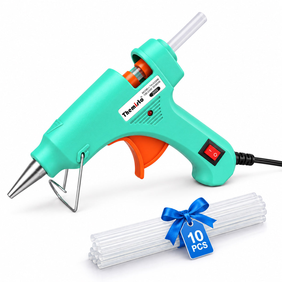 Themisto (TH-GG20B) 20 Watt Mini Hot Melt Glue Gun with 10 Glue Sticks | DIY Art and Crafts