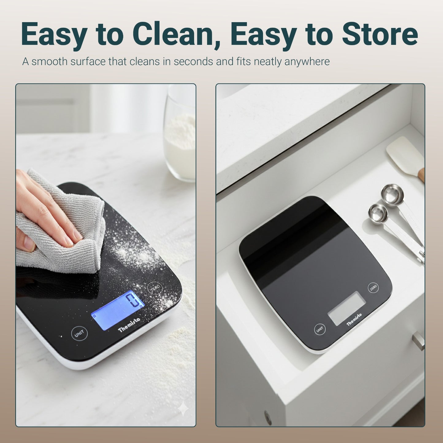 Themisto TH-WS18  Digital Kitchen Weighing Scale With Touch Screen Controls | Max Capacity 5kg |Black Matte Finish | Tare Function