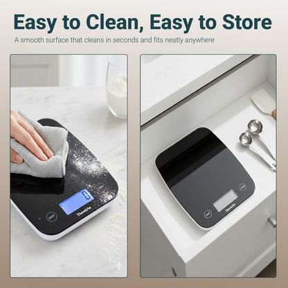 Themisto TH-WS18  Digital Kitchen Weighing Scale With Touch Screen Controls | Max Capacity 5kg |Black Matte Finish | Tare Function