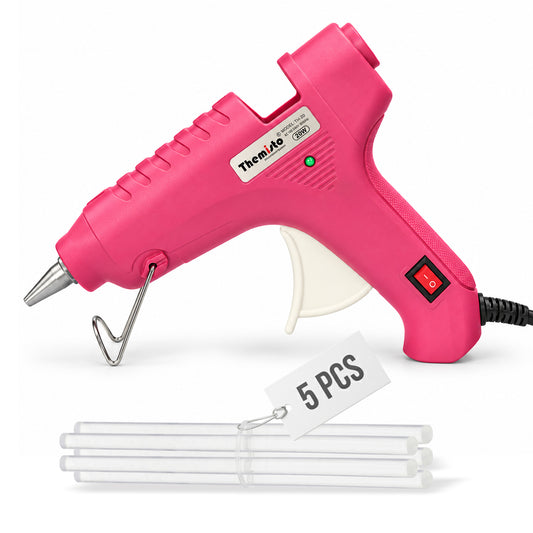 Themisto (TH-GG40) Pink 40W Hot Melt Glue Gun with 5 Glue Sticks | Anti Drip for Arts and Crafts, DIY Projects