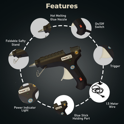 Themisto 40W Hot Melt Glue Gun with Anti Drip for Arts and Crafts, DIY Projects (Black) -5 Pieces