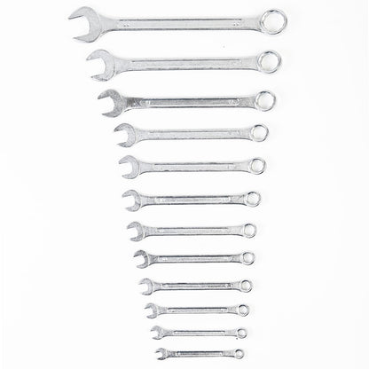 THEMISTO TH-T26 12 Pcs Combination Spanner Set | Open Jaw and Ring Spanners | Chrome Plated Durable Steel Wrench Tool Kit