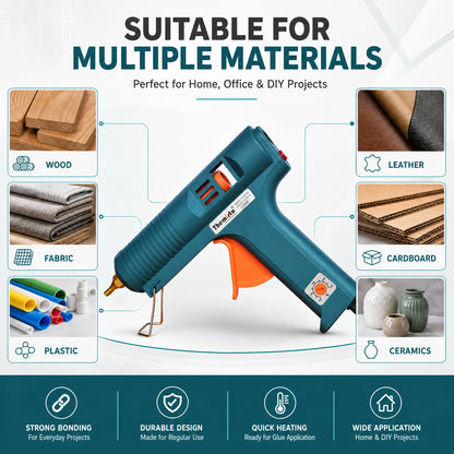 Themisto (TH-GG150) 150 Watt Hot Melt Glue Gun With 5 Yellow Glue Sticks | Military Green