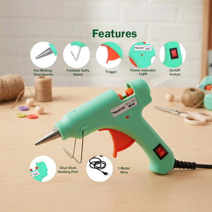 Themisto TH-GG20B 20 Watt Mini Hot Melt Glue Gun with 10 Glue Sticks for DIY Art and Crafts…