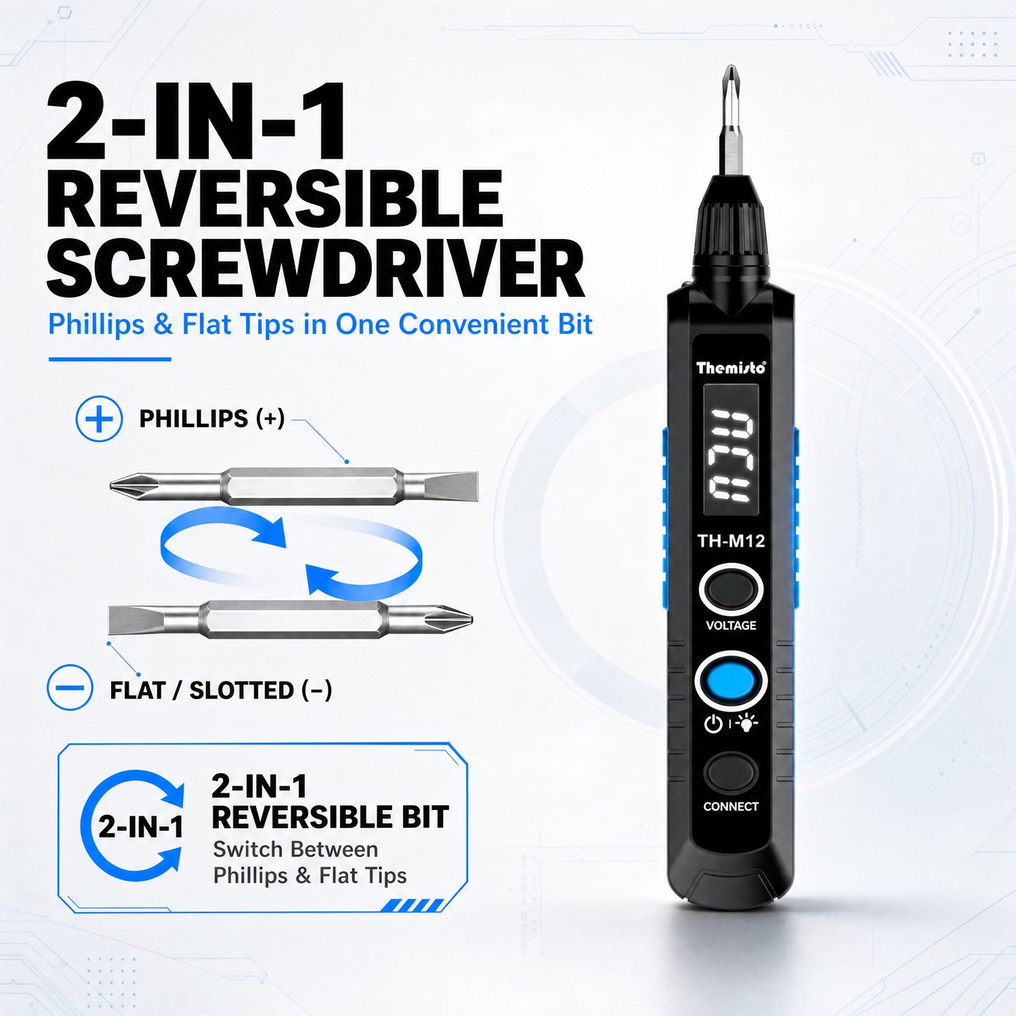 Themisto TH-M12 Digital Voltage Tester | LED Display | Voltage & Continuity Tester| Electrical Test Pen | Compact Handheld Voltage Tester