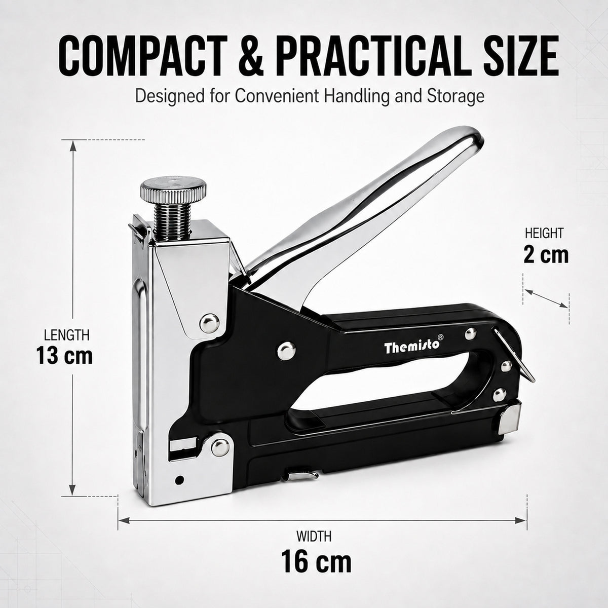 Themisto TH-T50 Heavy Duty Staple Gun | Manual Hand Tacker | Adjustable Pressure | Steel Body | Quick Jam Release | Ideal for Upholstery, Wood, Furniture, Carpets & DIY Projects