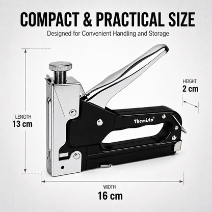 Themisto TH-T50 Heavy Duty Staple Gun | Manual Hand Tacker | Adjustable Pressure | Steel Body | Quick Jam Release | Ideal for Upholstery, Wood, Furniture, Carpets & DIY Projects
