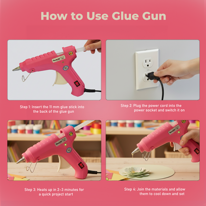 Themisto 40W Anti-Drip Glue Gun with 5 Piece Sticks (Pink)