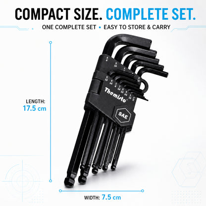 THEMISTO TH-T113S 13 Pcs SAE Hex Key Set | Inch Allen Key Set | L-Shaped Hex Wrenches | SAE Size Set with Storage Holder