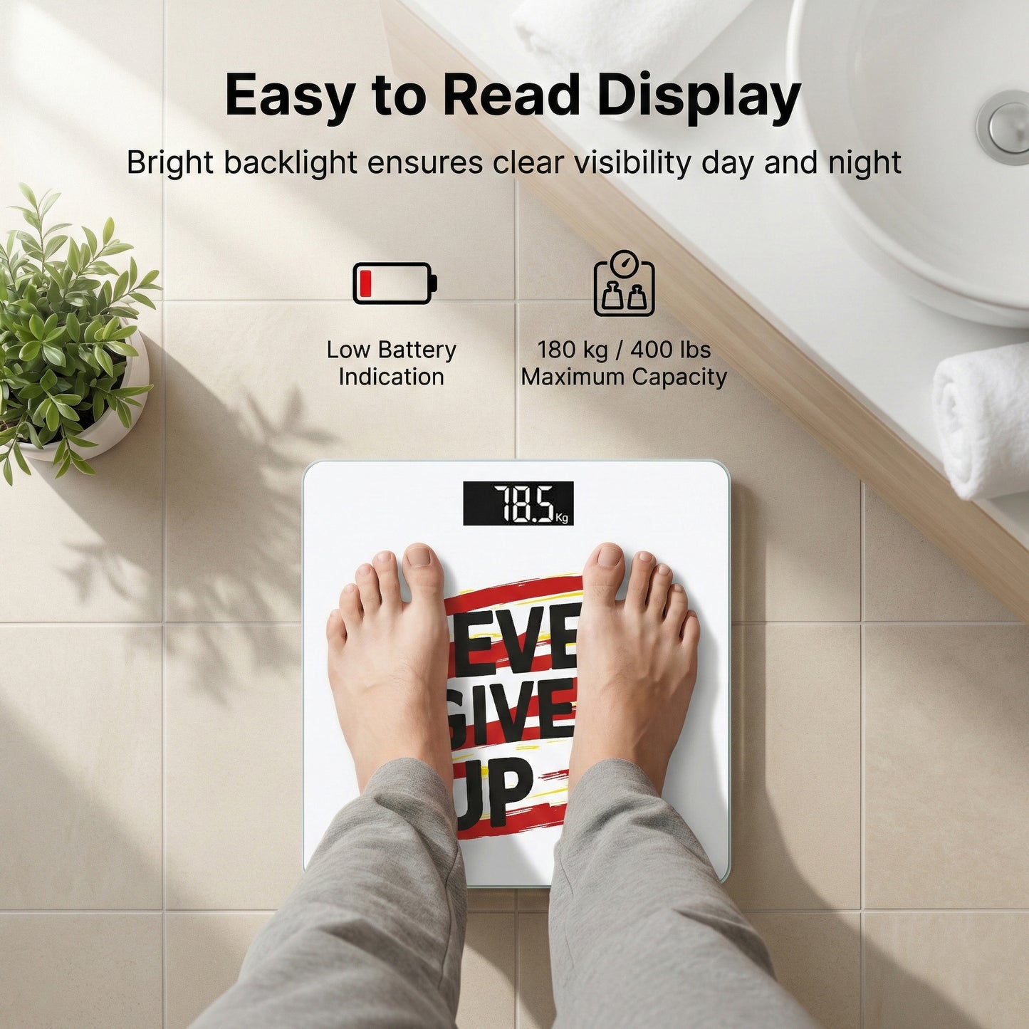 Themisto TH-WS40F Body weight Scale, With High Precision Sensors | Backlit Display