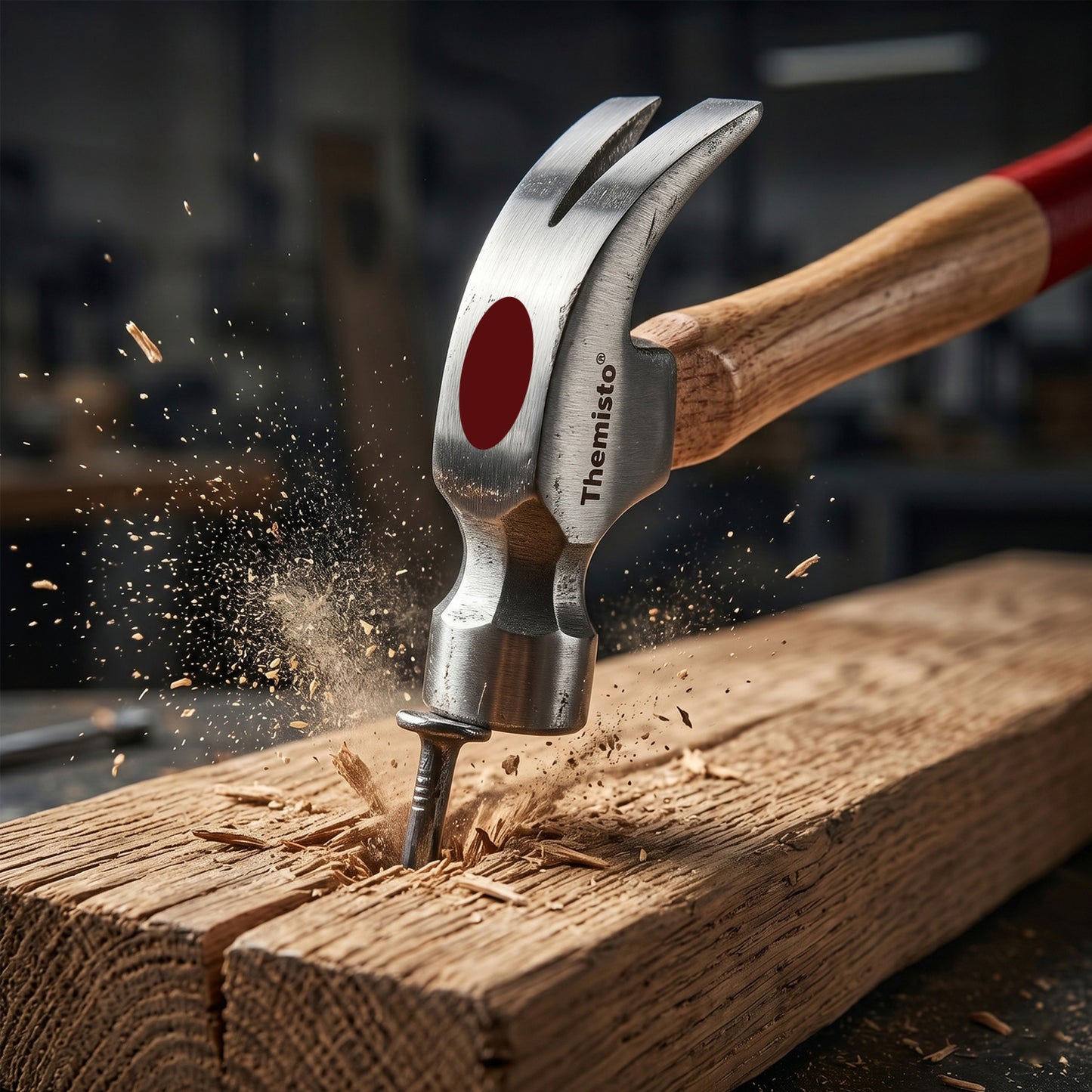 Themisto TH-T33 3/4 lbs Forged Steel Head Claw Hammer with Seasoned Wooden Handle | Strong Non-Slip Grip | Ideal for Home DIY and Professional Use
