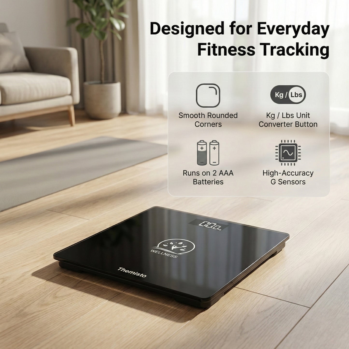 Themisto TH-WS40 Body weight Scale,With High Precision Sensors | Backlit Display