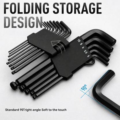 THEMISTO TH-T126 26 Pcs Allen Key Set | Metric & SAE Inch Hex Key Set | L-Shaped Hex Wrenches | MM & Inch Sizes | Storage Holder