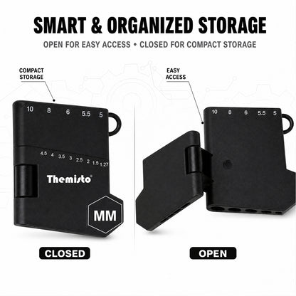 Themisto TH-T113M 13 Pcs Metric Hex Key Set | Allen Key Set | L-Shaped Hex Wrenches | MM Size Set with Storage Holder