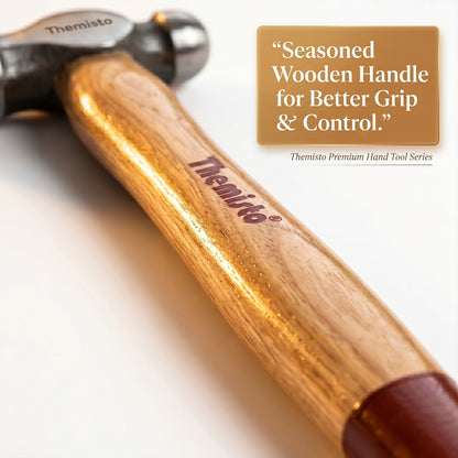 Themisto TH-T34 300g Forged Steel Head Ball Peen Hammer with Seasoned Wooden Handle | Strong Non-Slip Grip | Ideal for Home DIY and Professional Use