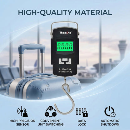 Themisto TH-WS01 Digital Hanging Luggage Scale | 50kg Portable Travel Weighing Scale with LCD Display (Black)