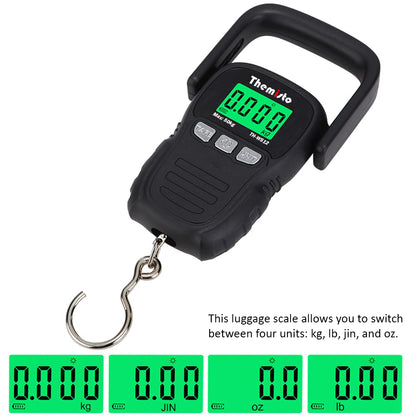 Themisto TH-WS12 Digital Hanging Travel Luggage Scale with Strap, 50kg Capacity