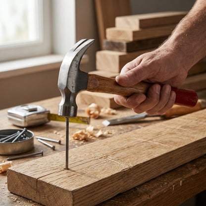 Themisto TH-T33 3/4 lbs Forged Steel Head Claw Hammer with Seasoned Wooden Handle | Strong Non-Slip Grip | Ideal for Home DIY and Professional Use