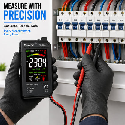 Themisto TH-M30 Smart Digital Multimeter | True RMS | 4000 Counts | Auto Function Scan | NCV Live Detection | AC/DC Voltage Tester | Resistance, Continuity Tester | LCD Display with Test Leads