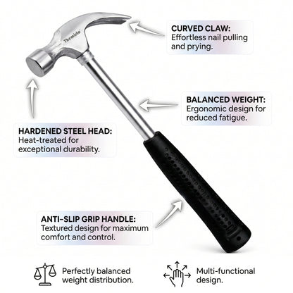 Themisto TH-T32 400g Steel Shaft Claw Hammer With Anti-Slip Handle | Reliable Tool for Woodwork, DIY and Home Maintenance