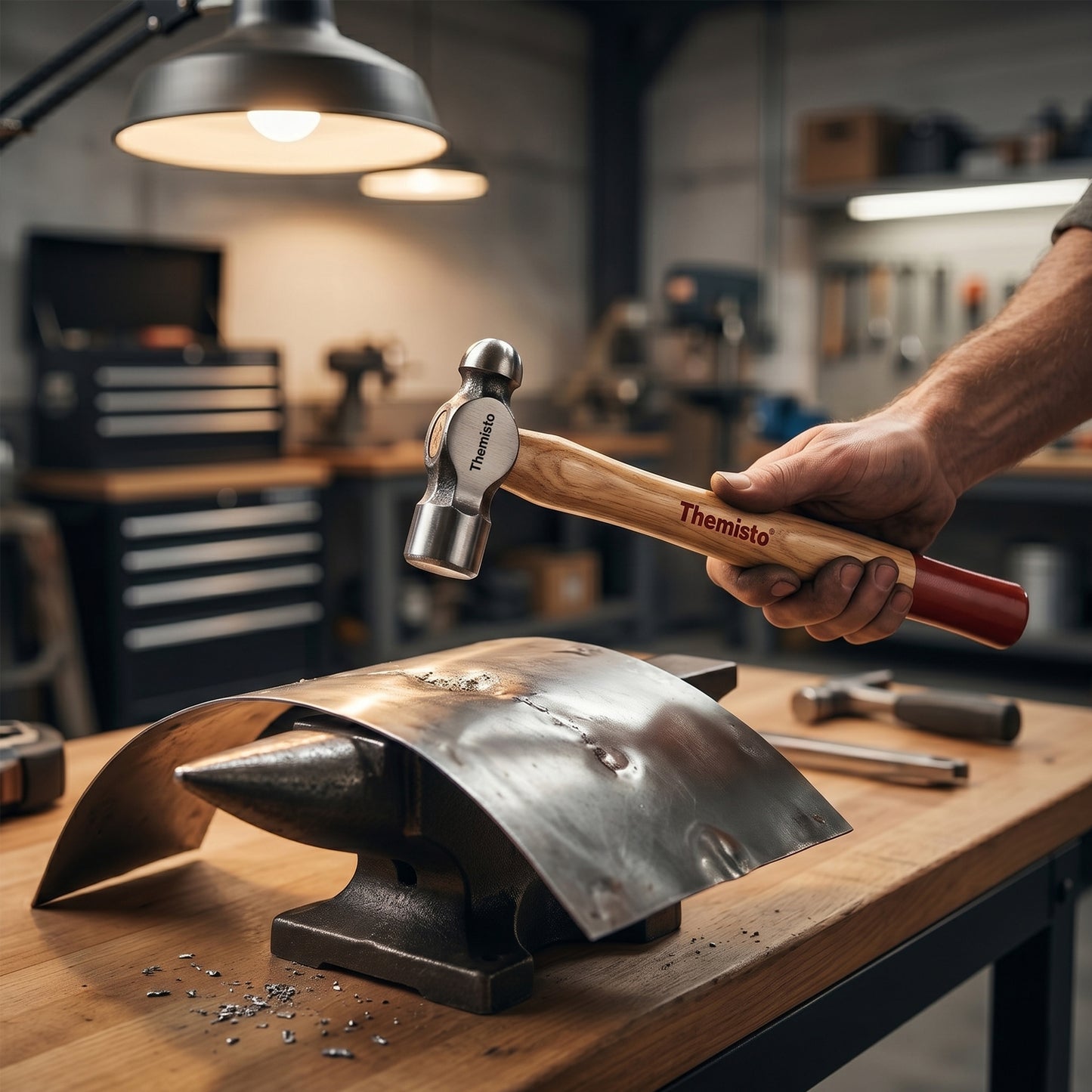 Themisto TH-T34 300g Forged Steel Head Ball Peen Hammer with Seasoned Wooden Handle | Strong Non-Slip Grip | Ideal for Home DIY and Professional Use