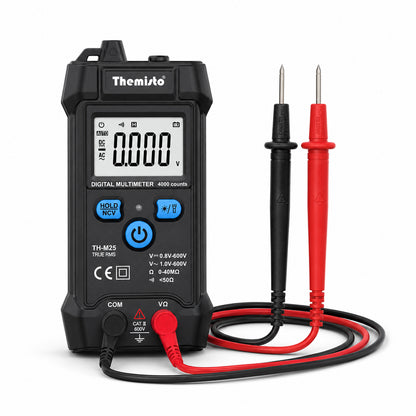 Themisto TH-M25 Digital Smart Multimeter | True RMS | 4000 Counts | Auto Detection | NCV Live Wire Detection | AC/DC Voltage Tester | Resistance & Continuity Tester | Backlit LCD Display