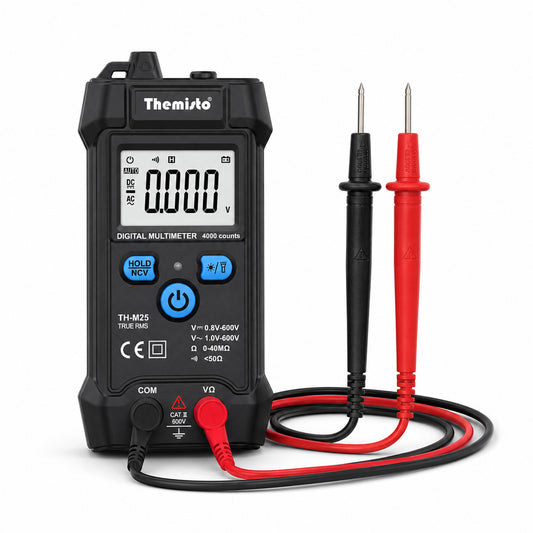Themisto TH-M25 Digital Smart Multimeter | True RMS | 4000 Counts | Auto Detection | NCV Live Wire Detection | AC/DC Voltage Tester | Resistance & Continuity Tester | Backlit LCD Display