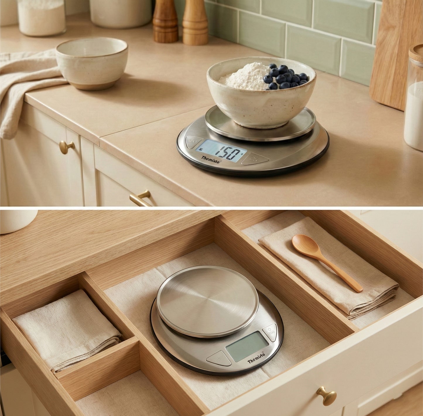 Themisto TH-WS20 Digital Kitchen Weighing Scale Stainless Steel (5Kg)