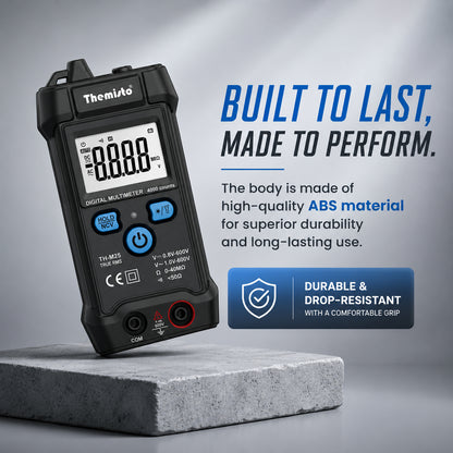 Themisto TH-M25 Digital Smart Multimeter | True RMS | 4000 Counts | Auto Detection | NCV Live Wire Detection | AC/DC Voltage Tester | Resistance & Continuity Tester | Backlit LCD Display