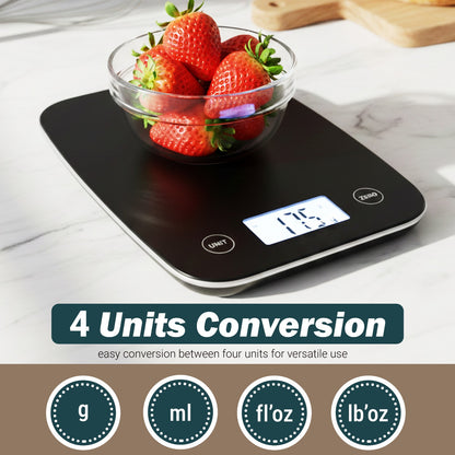 Themisto TH-WS18  Digital Kitchen Weighing Scale With Touch Screen Controls | Max Capacity 5kg |Black Matte Finish | Tare Function