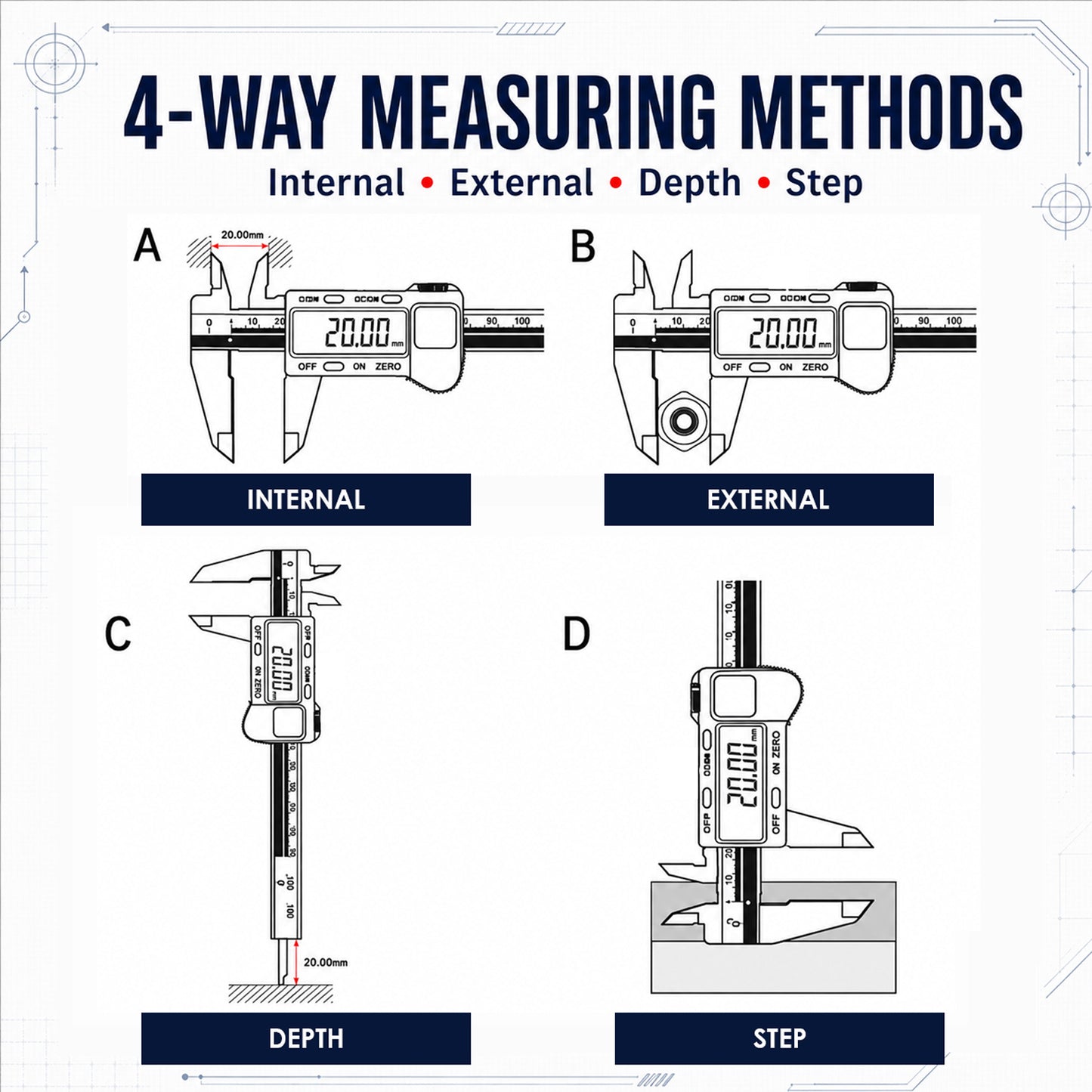 Aptechdeals AP-V150 Digital Vernier Calliper (0–150mm) | LCD Display | Plastic Body | 4 Measurement Modes | mm/Inch Conversion | Zero Setting | Precision Measuring Tool