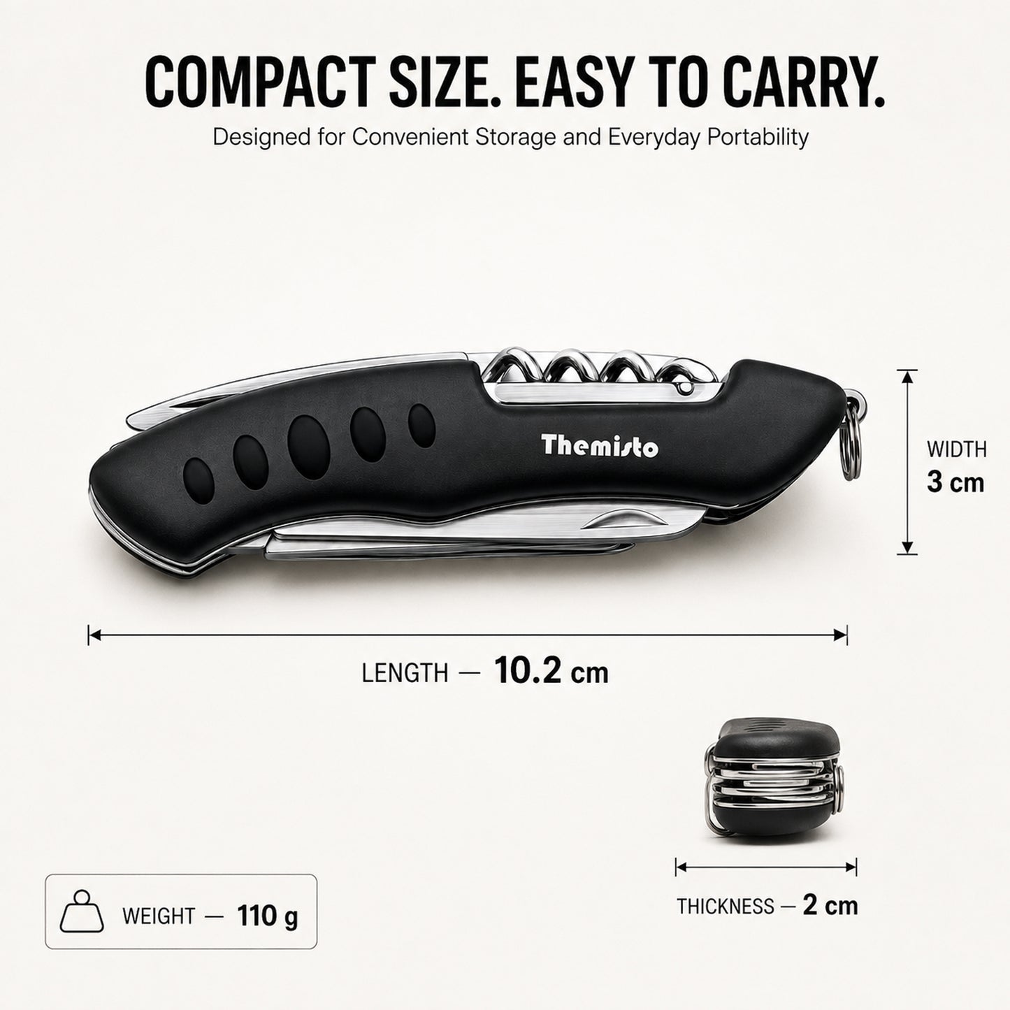 THEMISTO TH-T40 10 in 1 Multi Tool Pocket Knife, Folding Multi Functional Hand Tool with Knife, Saw, Scissors, Screwdriver, Bottle Opener, File & Corkscrew for Camping, Travel & DIY
