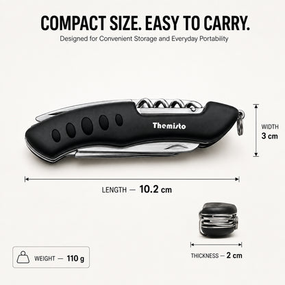 THEMISTO TH-T40 10 in 1 Multi Tool Pocket Knife, Folding Multi Functional Hand Tool with Knife, Saw, Scissors, Screwdriver, Bottle Opener, File & Corkscrew for Camping, Travel & DIY
